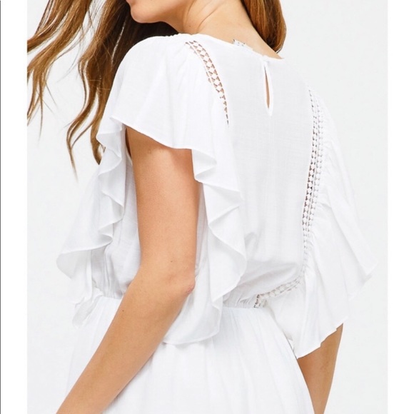 NWT Boho White Mini Dress - Picture 6 of 7
